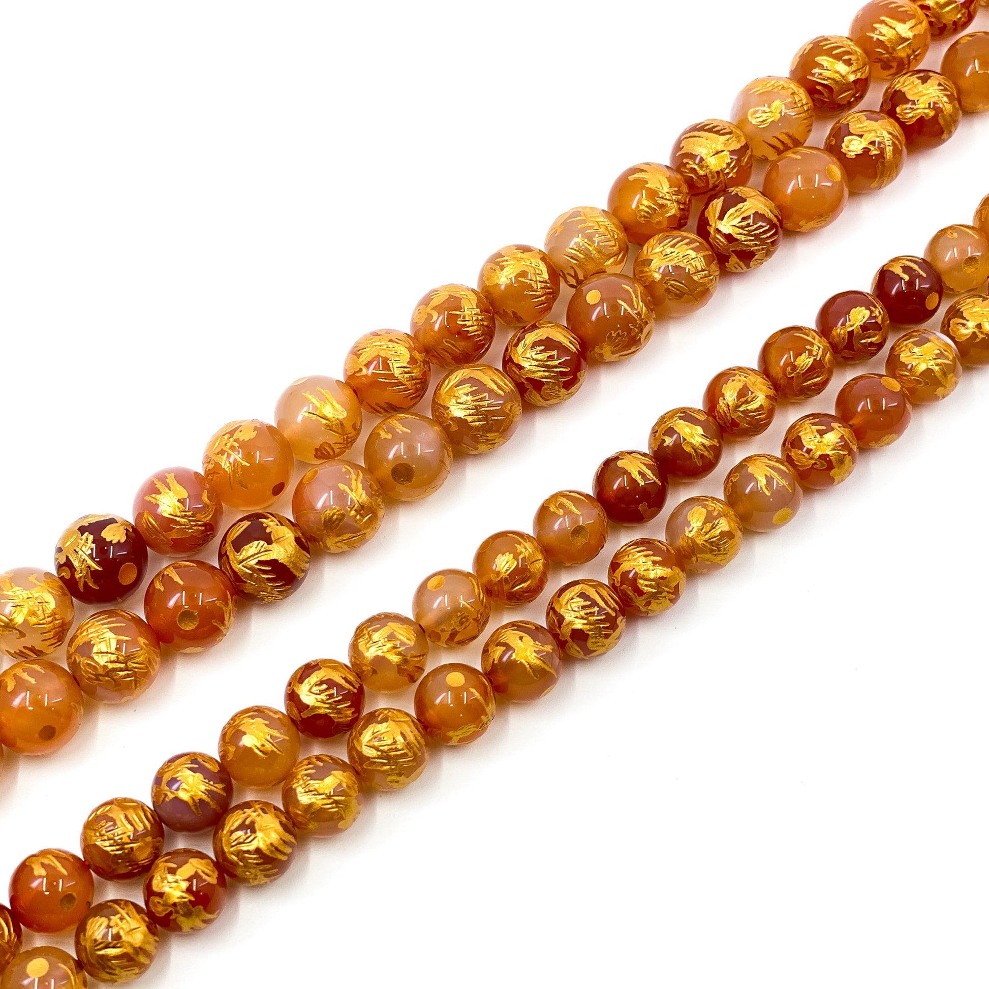 Etched Dragon 10mm Gemstone Strand - 7.75" Strand