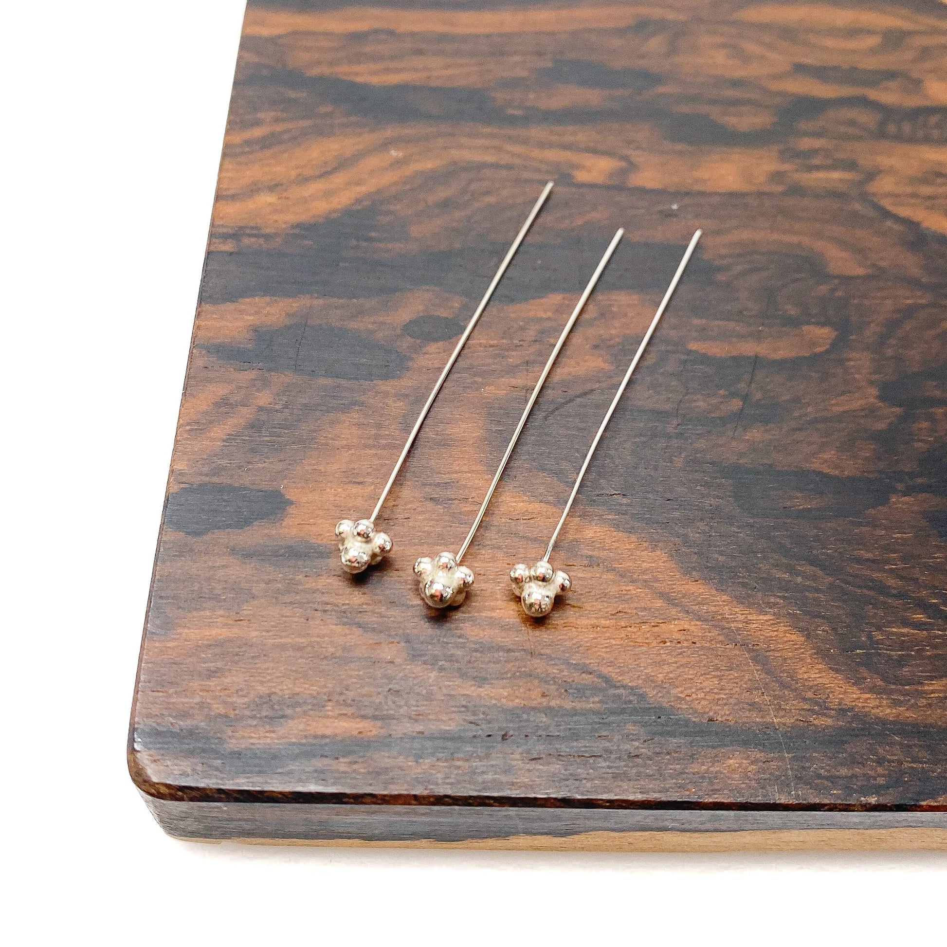 Fancy Headpin: 2" 24ga. heavy daisy head pin (3 pc. package) - sterling silver