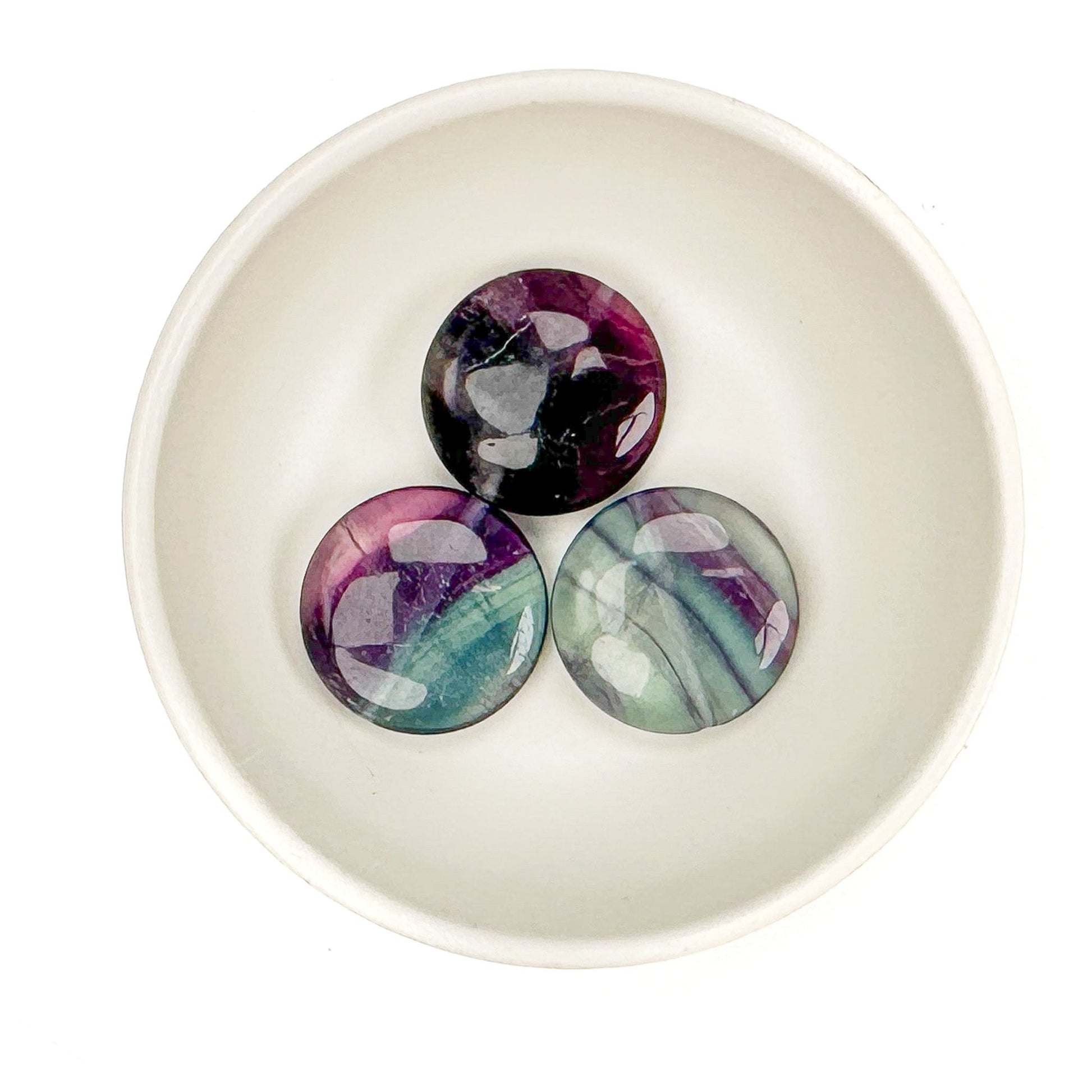 Fluorite 20mm Smooth Coin Bead - 3 pcs.-The Bead Gallery Honolulu