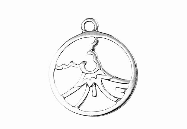 Framed Volcano Round Charm (2 Metal Options Available) - 1 pc.