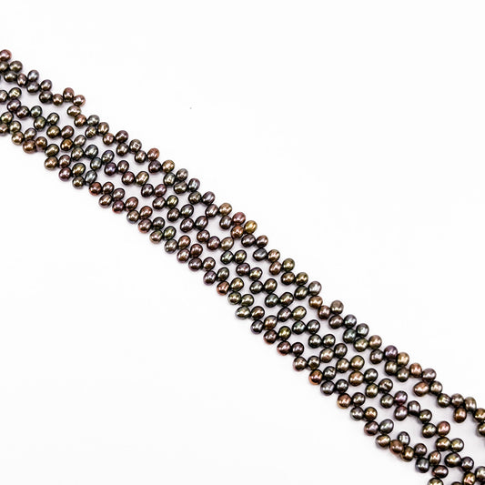 Freshwater Pearl 4-4.5mm Tip-Drilled Peacock Potato Bead - 8" Strand (GEM2254)