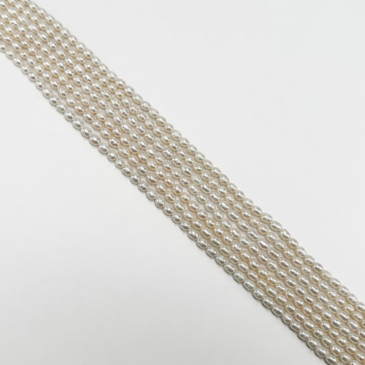 Freshwater Pearl 5.75mm White Rice Bead - 8" Strand (GEM2207)