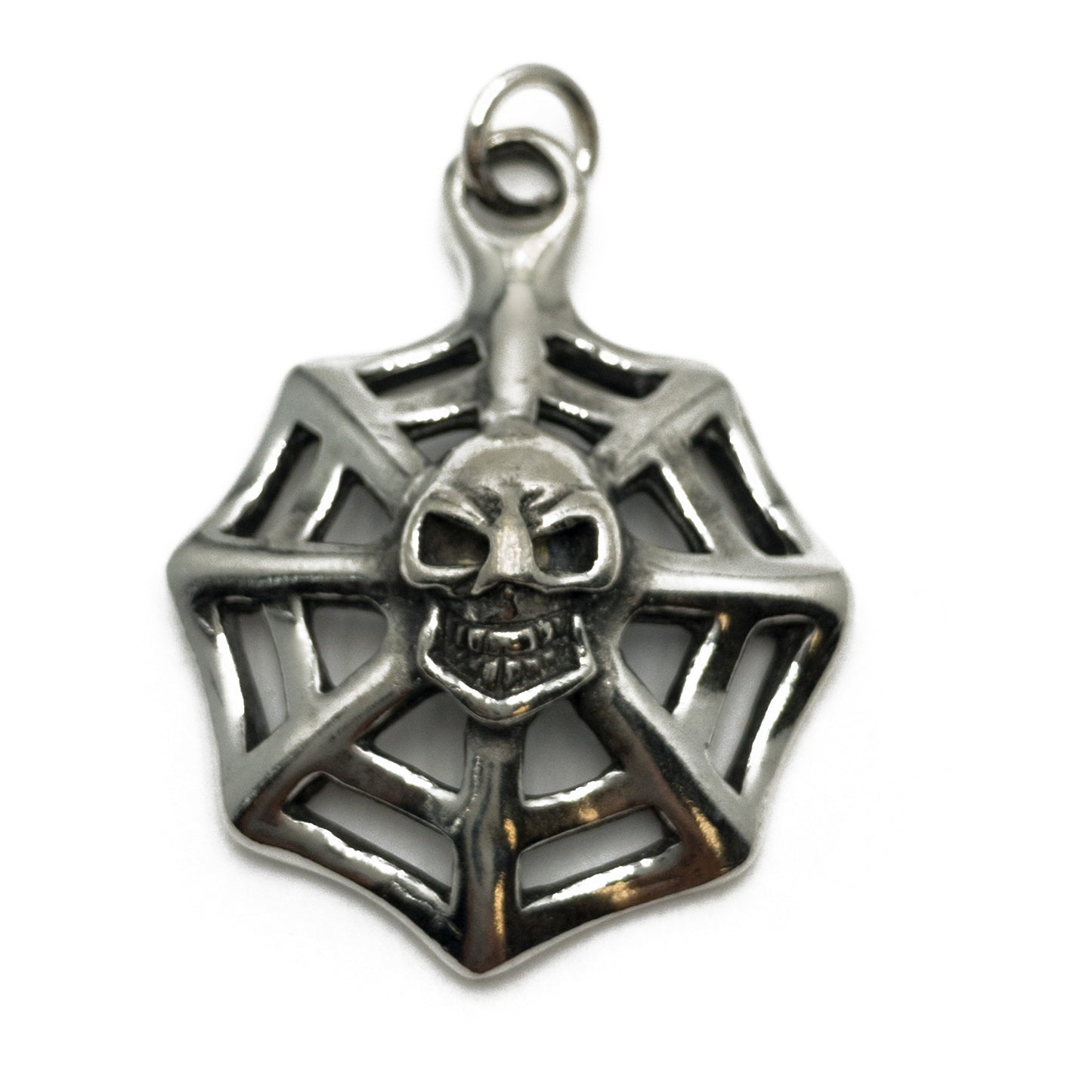 Skull on Web Charm - 1 pc. (M2057)