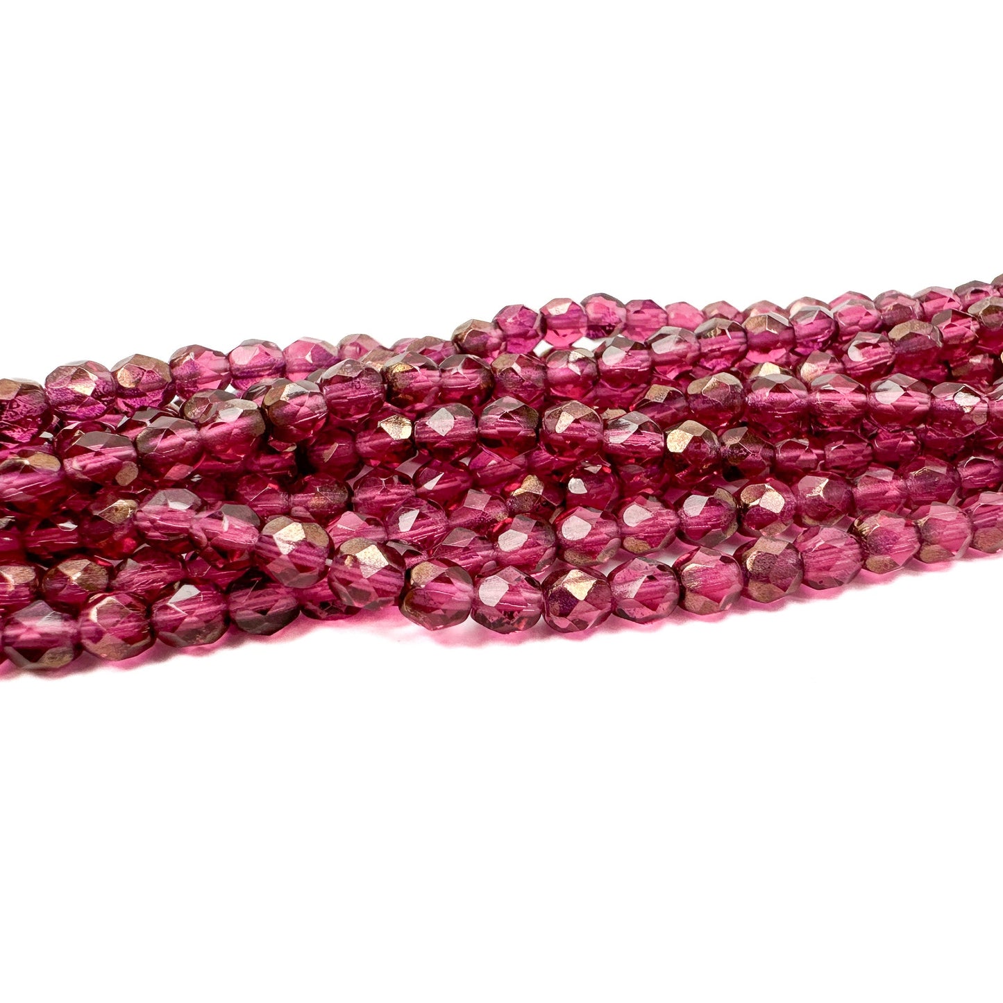 Fuchsia with Bronze Half Coat 4mm Faceted Glass Bead - 50 pcs.-The Bead Gallery Honolulu