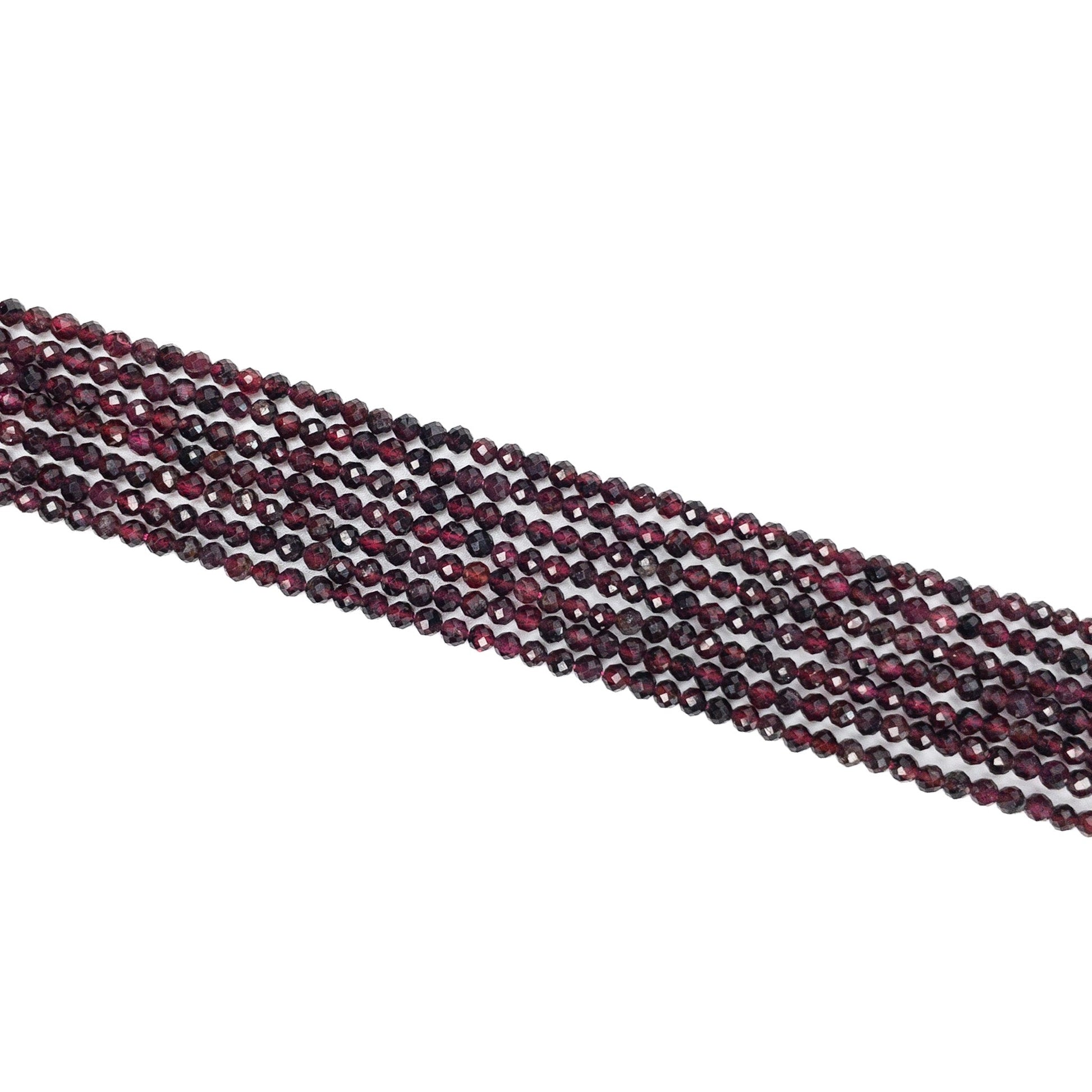 Garnet 3mm Faceted Round Bead - 7.5" Strand