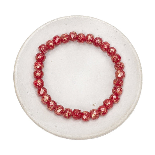 Gold Washed Red 5x3mm Faceted Rondelle Glass Bead - 30 pcs.