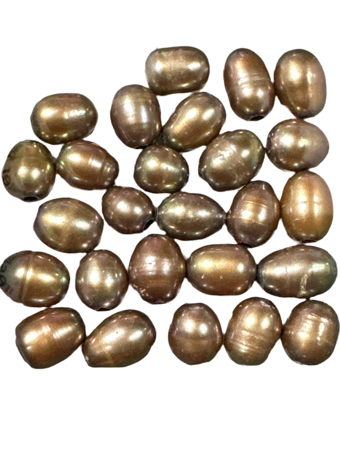 Golden Olive 6.5-7.5mm Rice with Large Hole Freshwater Pearl Bead (GEM1821/P2449)