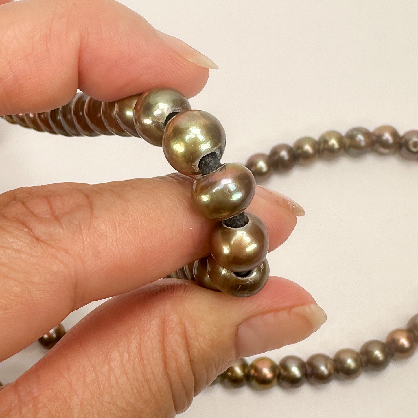 Golden Olive 9mm Potato with Large Hole Freshwater Pearl Bead (GEM1815/P2444)