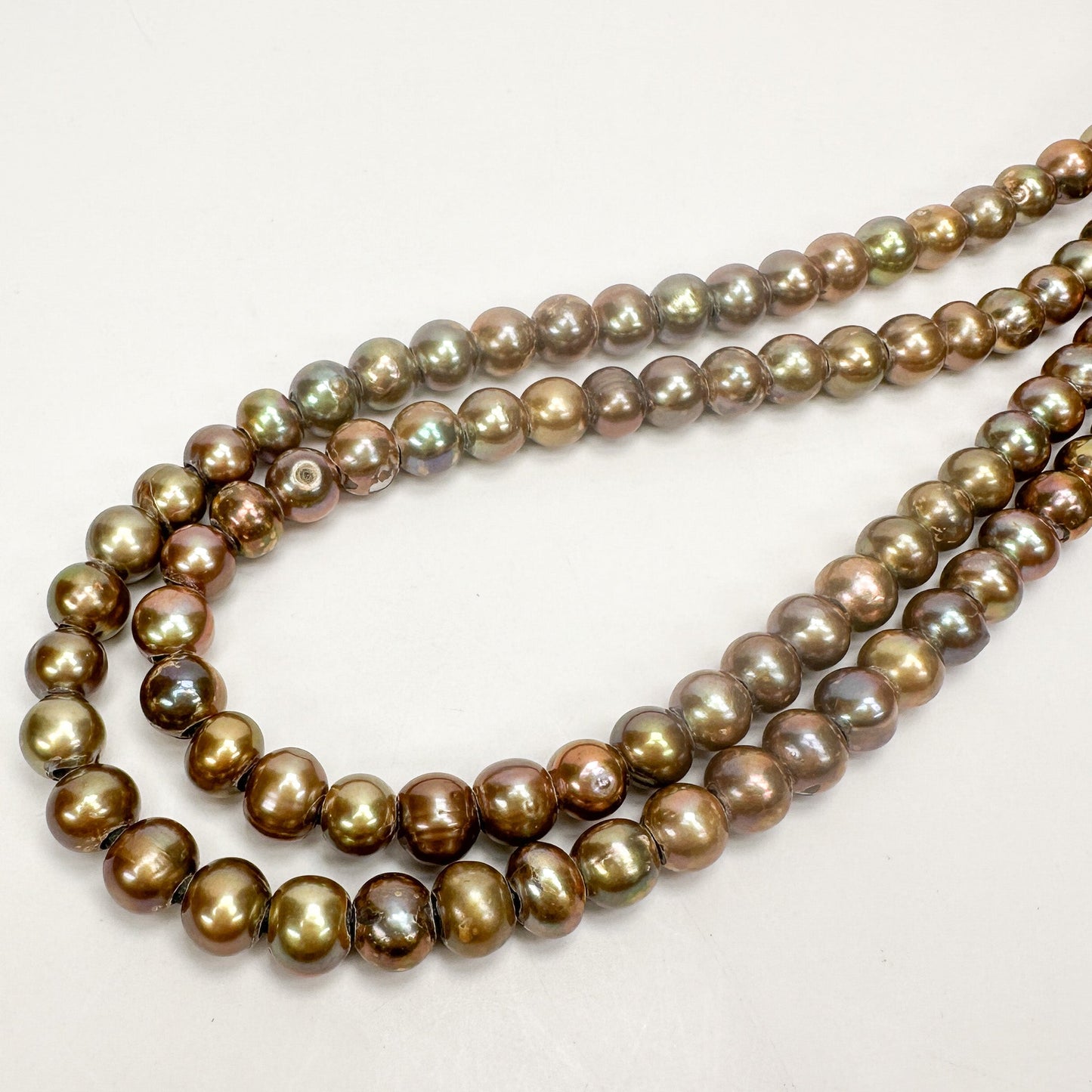 Golden Olive 9mm Potato with Large Hole Freshwater Pearl Bead (GEM1815/P2444)