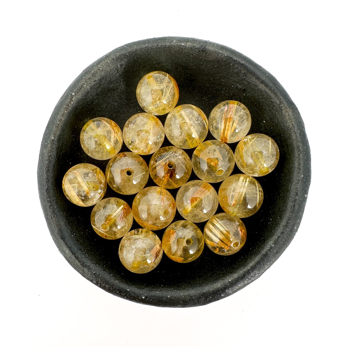 Golden Rutilated Quartz Smooth Round Bead (4 Size Options) - 1 pc. (P3220)