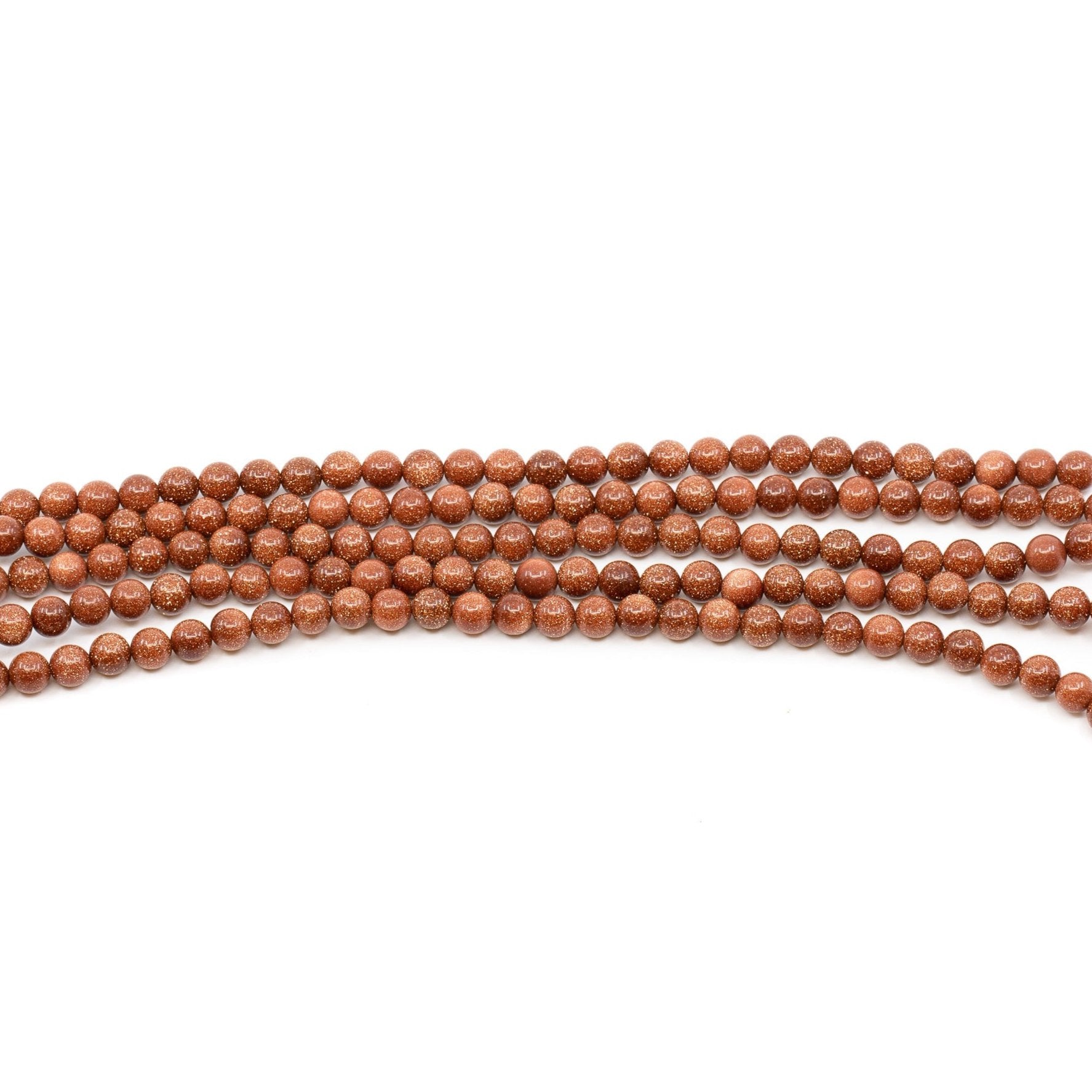 Goldstone 6mm Smooth Round Bead - 8" Strand