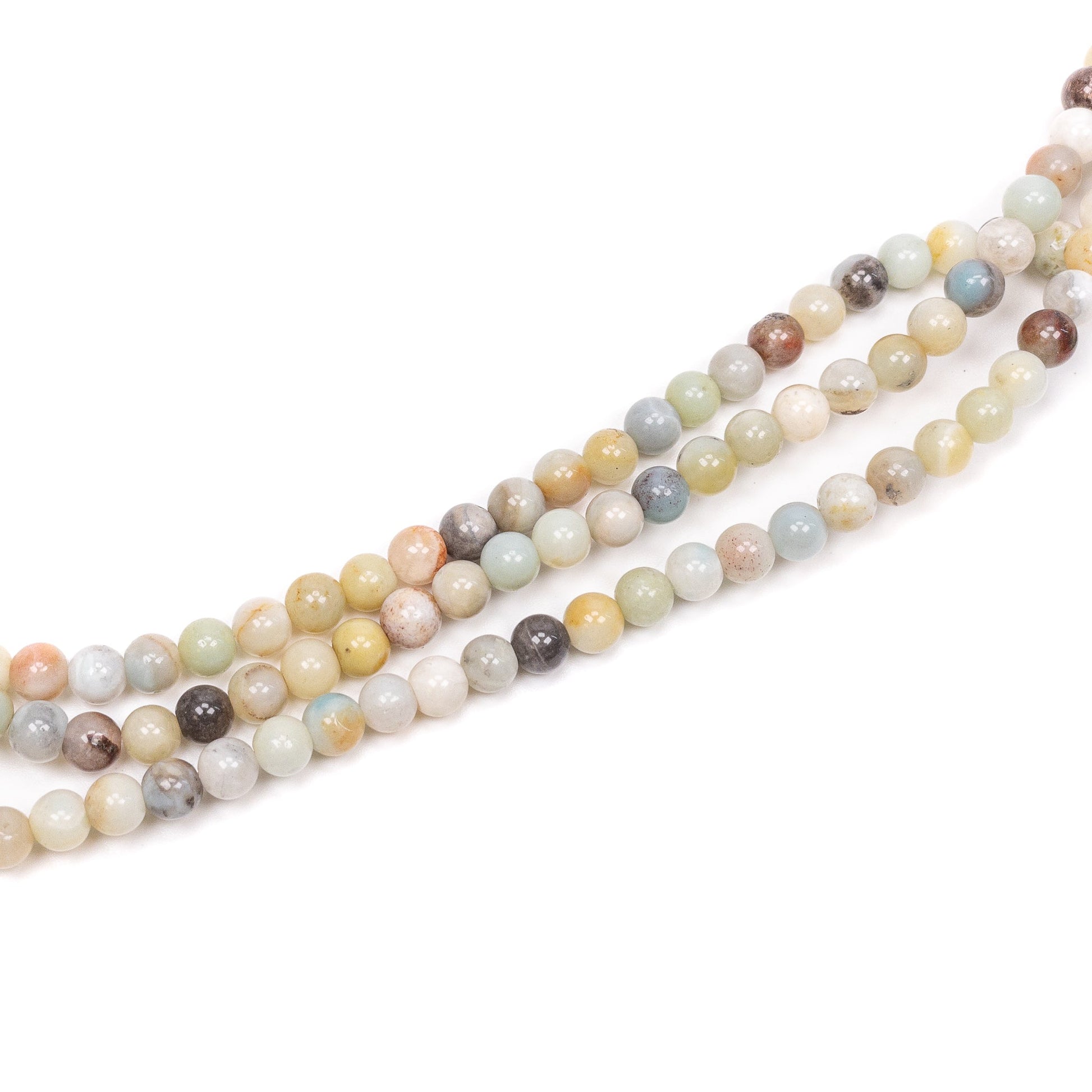 Graphic Amazonite 6mm Round Bead - 7" Strand