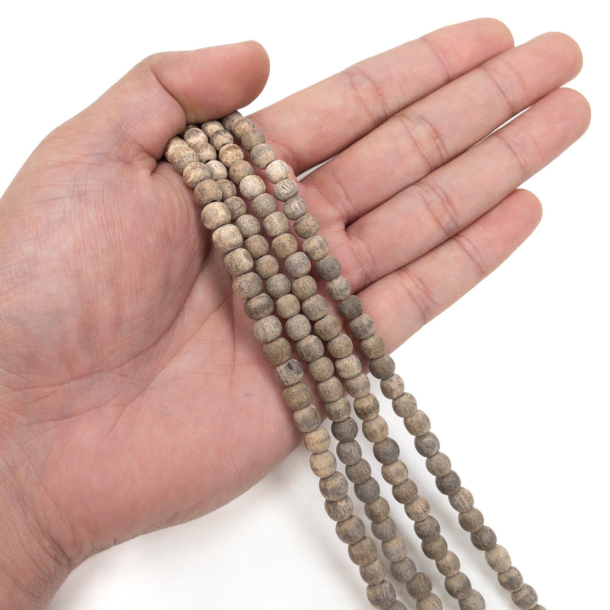 Gray Wood 6mm Matte Finish Round Bead - 16" Strand