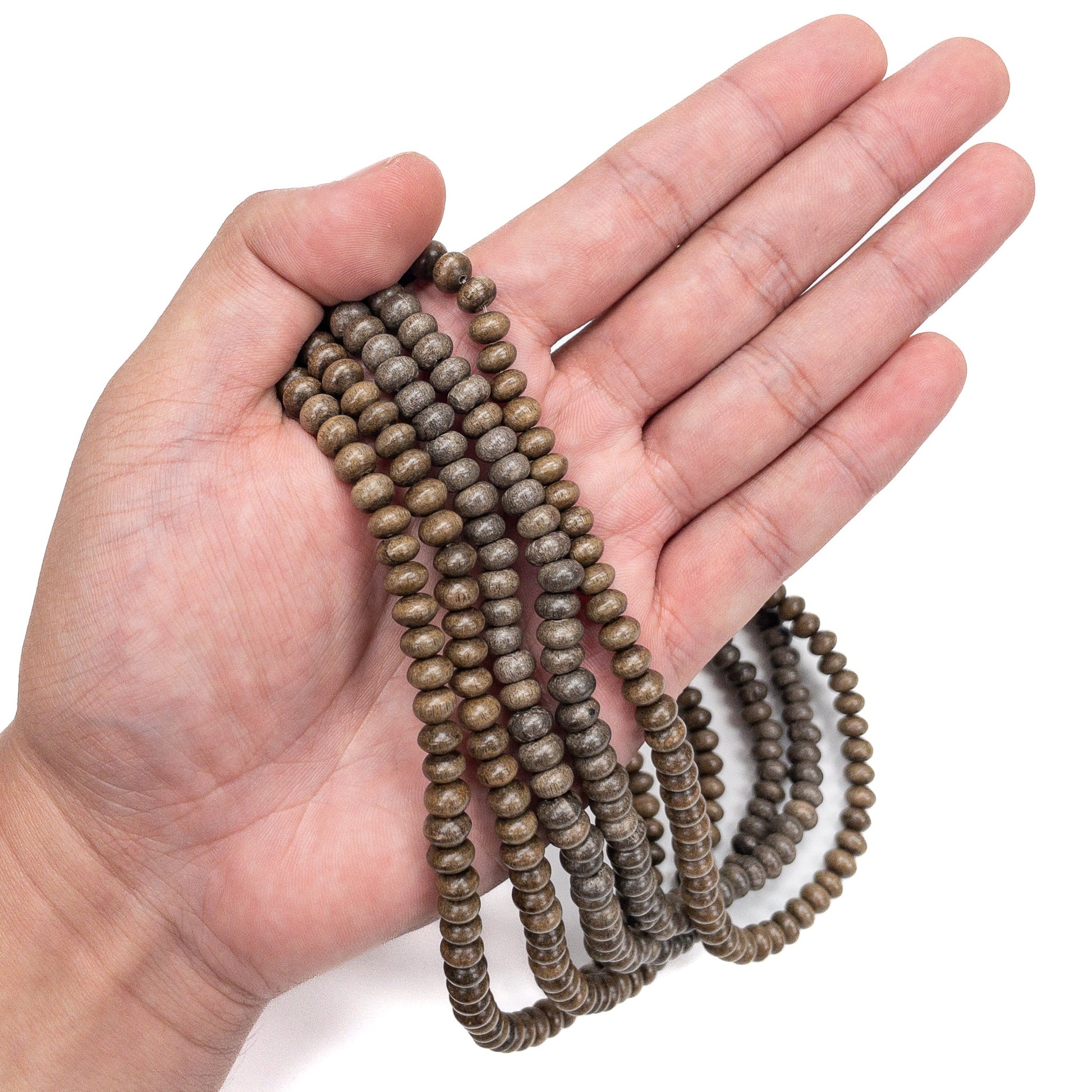 Gray Wood 6mm Rondelle Bead - 15.5" Strand