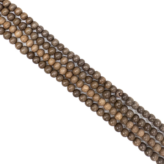 Gray Wood 6mm Round Bead - 15.5" Strand-The Bead Gallery Honolulu