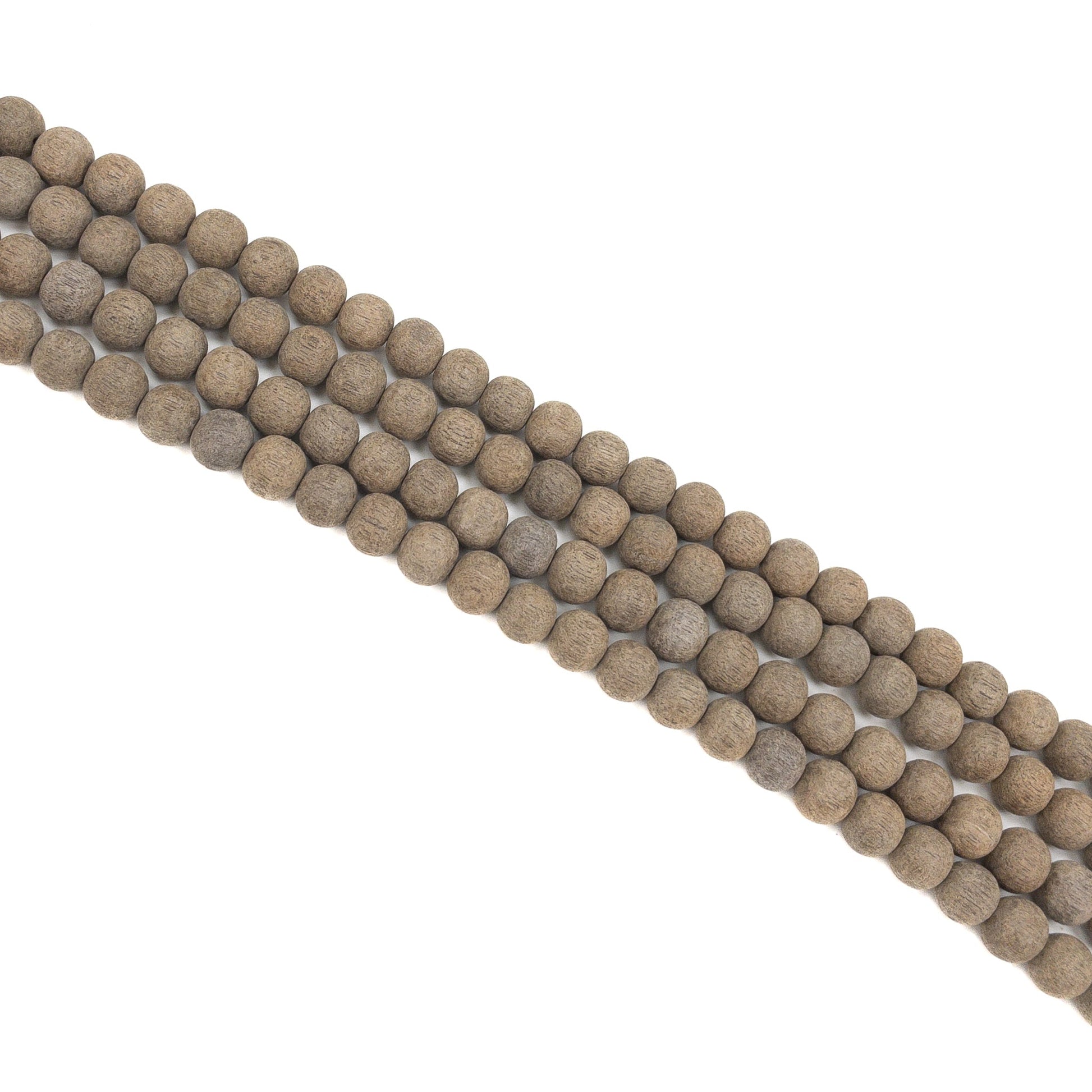 Gray Wood 8mm Matte Finish Round Bead - 16" Strand