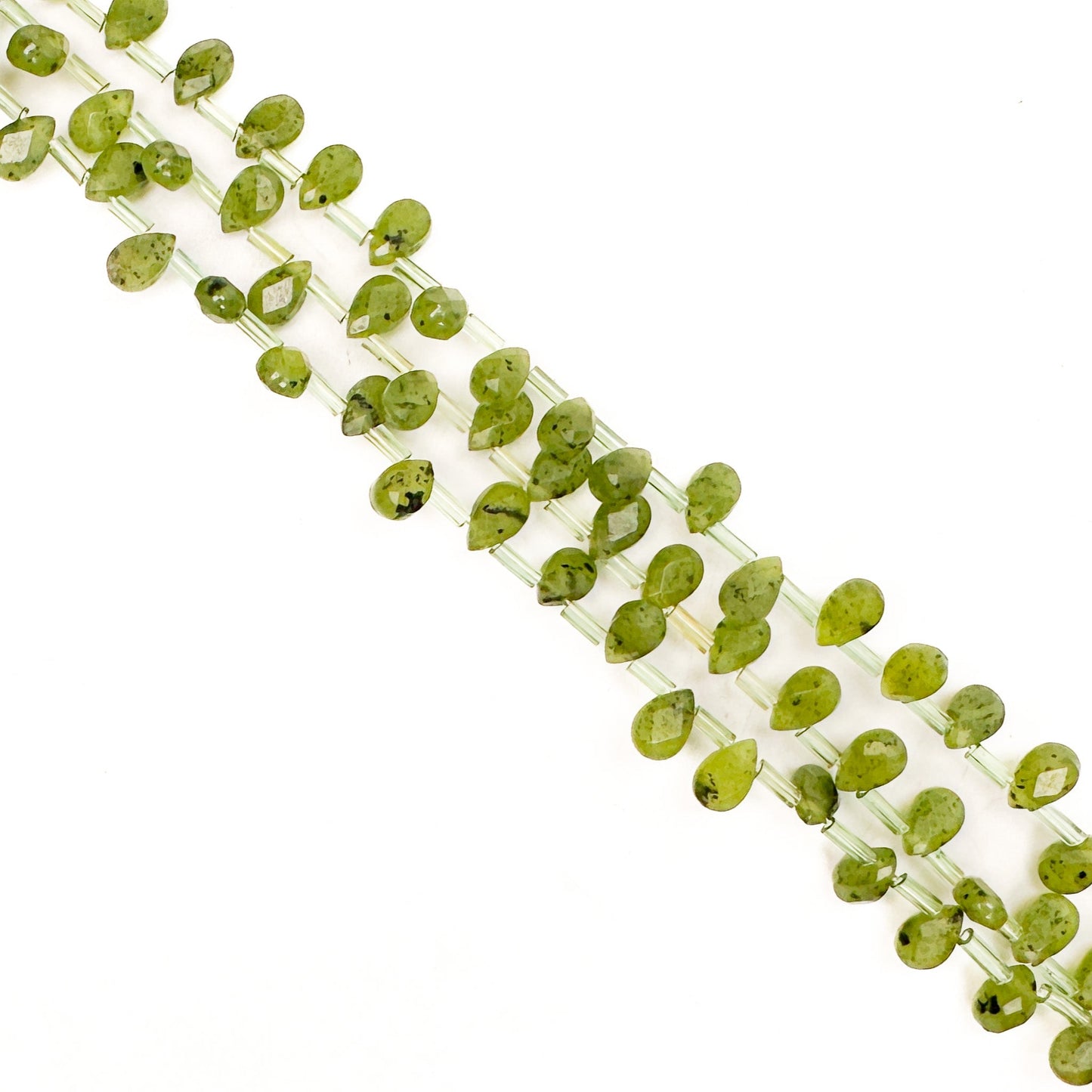 Green Jade 5x8mm Flat Pear Briolette Bead - 7.5" Strand-The Bead Gallery Honolulu