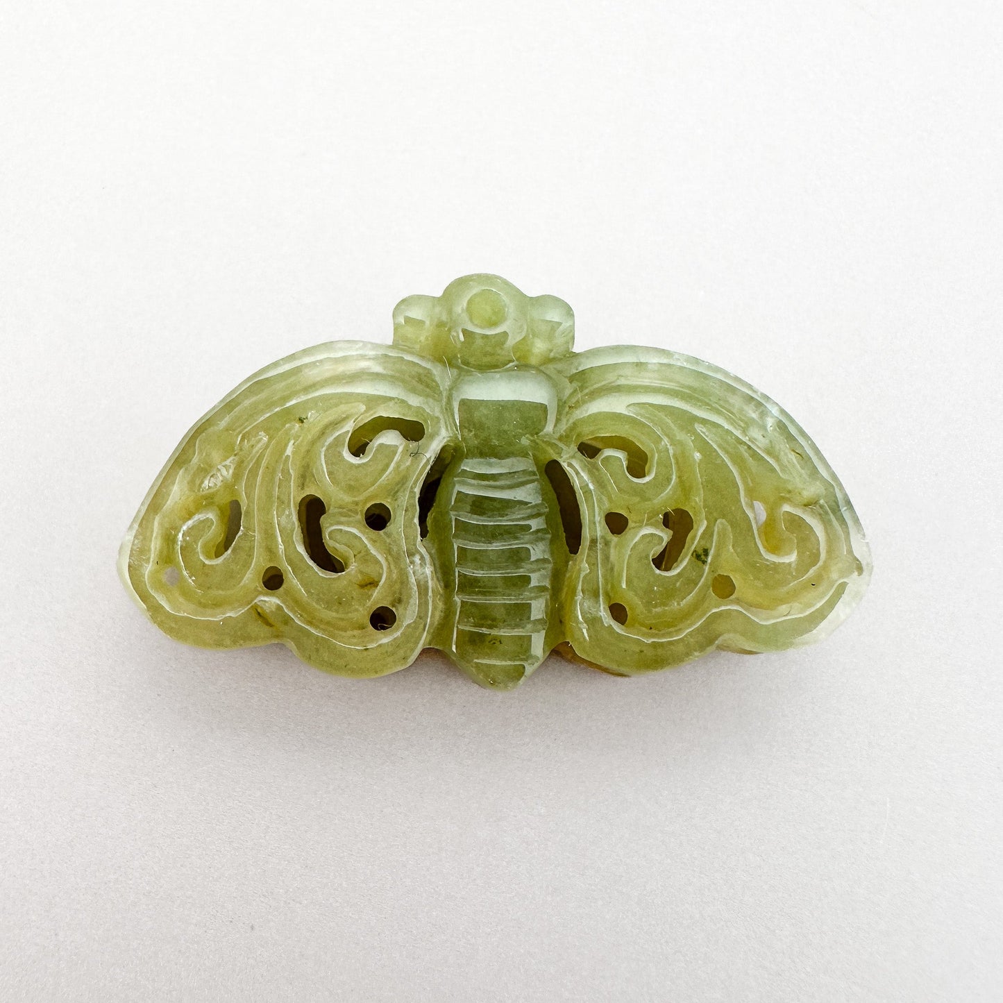 Green Jade Butterfly 28x17mm Carved Pendant - 1 pc. (P2940)