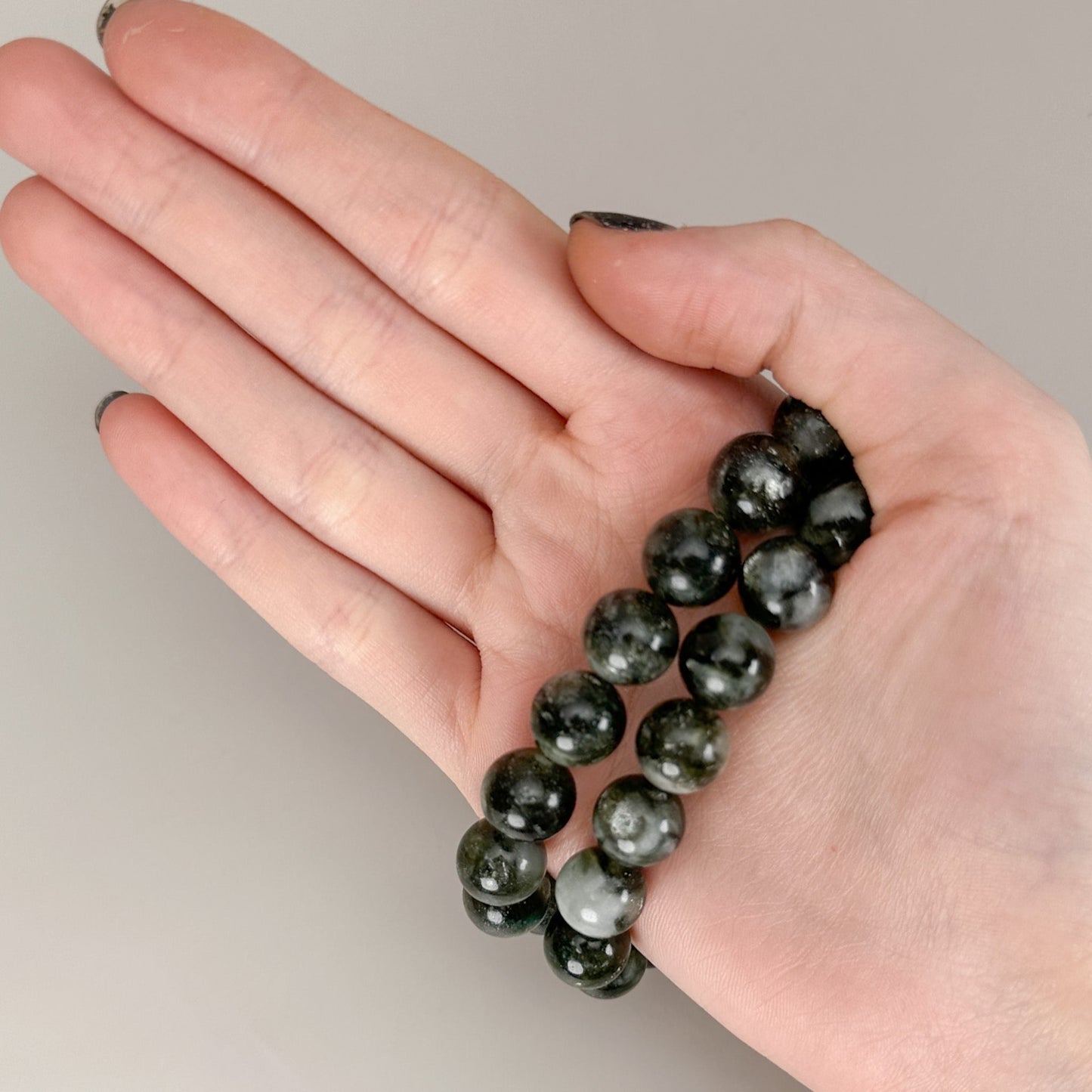 Green Lepidolite 11.5mm Smooth Round Bead Stretchy Bracelet - 1 pc. (J210)