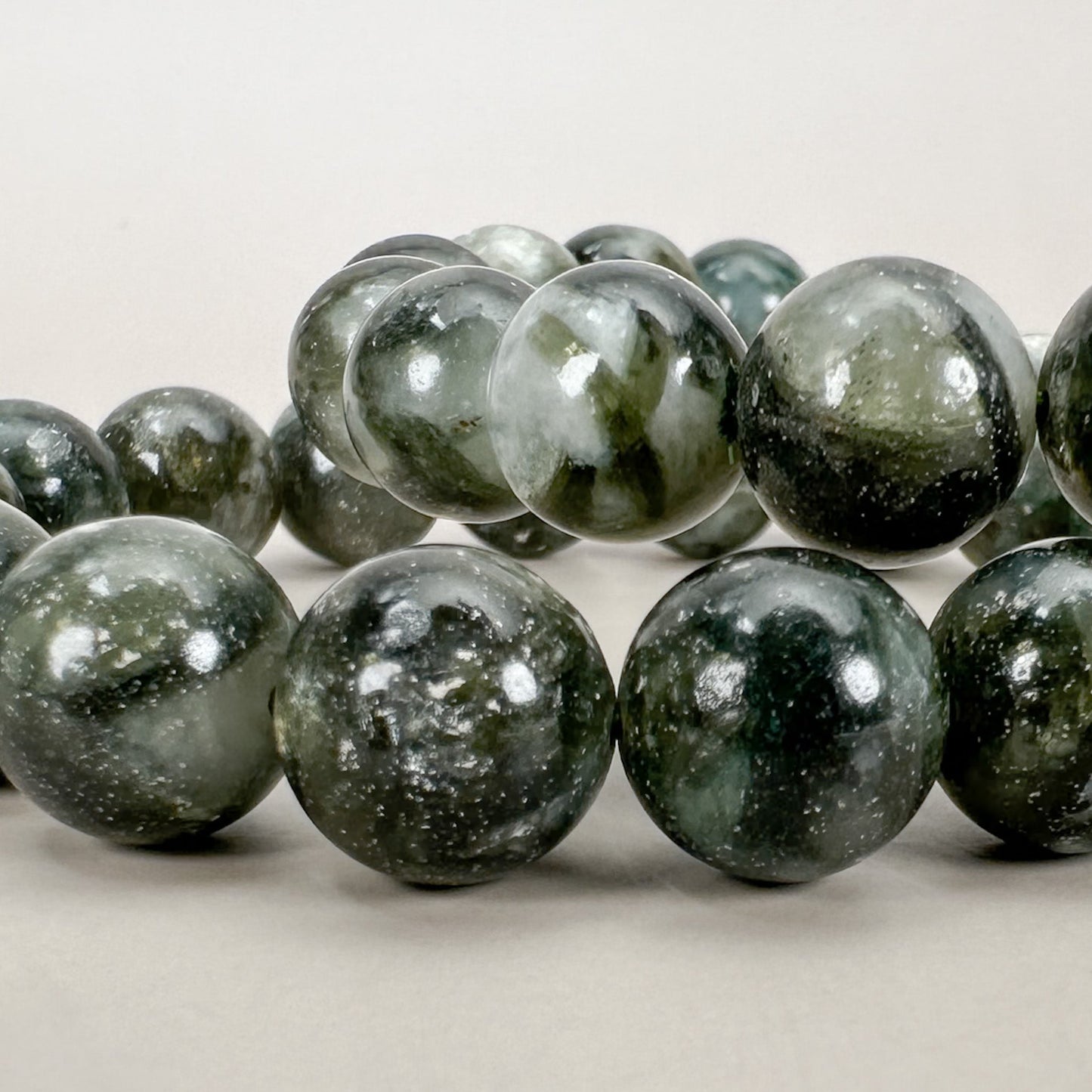 Green Lepidolite 11.5mm Smooth Round Bead Stretchy Bracelet - 1 pc. (J210)