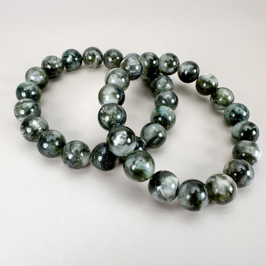 Green Lepidolite 11.5mm Smooth Round Bead Stretchy Bracelet - 1 pc. (J210)