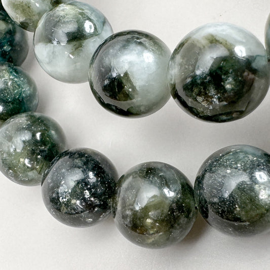 Green Lepidolite 12.5mm Smooth Round Bead Stretchy Bracelet - 1 pc. (J209)