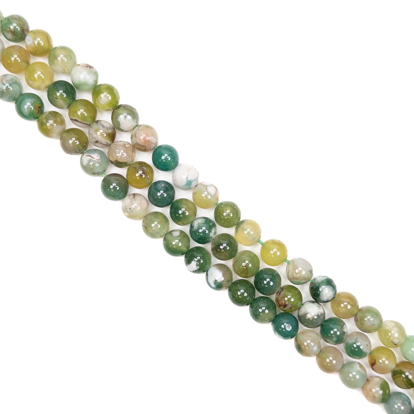 Green Sakura Agate 11.5mm Round Bead - 7.5" Strand-The Bead Gallery Honolulu