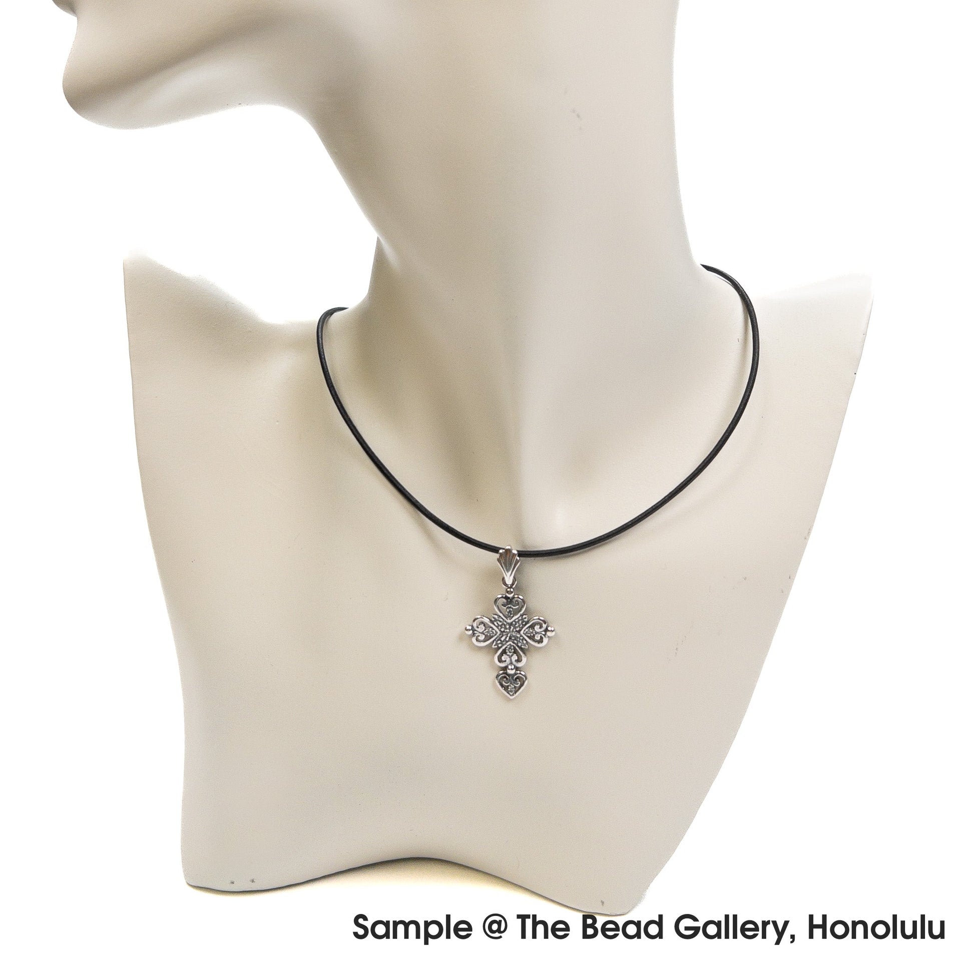 Heart Cross Charm (Sterling Silver) - 1 pc.