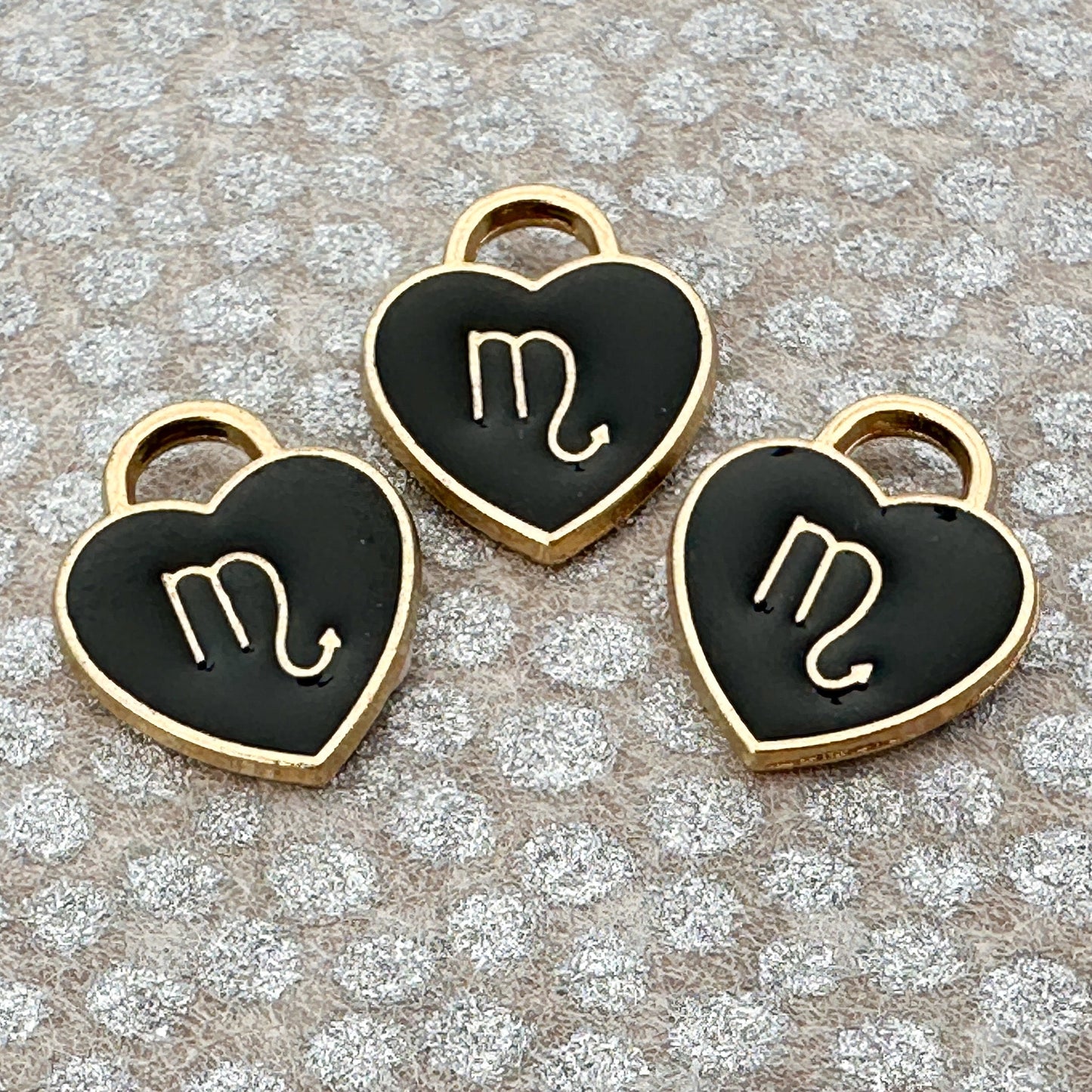 Heart with Zodiac Constellation 12x14.5mm Enamel Charm - 1 pc. (M1946)