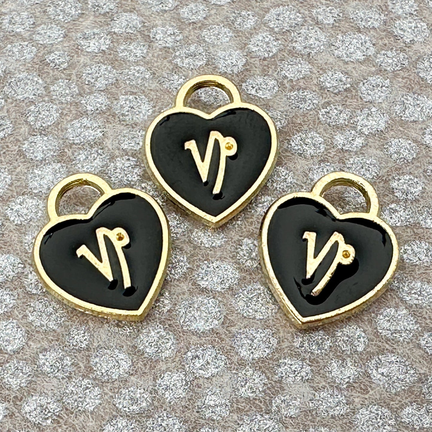 Heart with Zodiac Constellation 12x14.5mm Enamel Charm - 1 pc. (M1946)