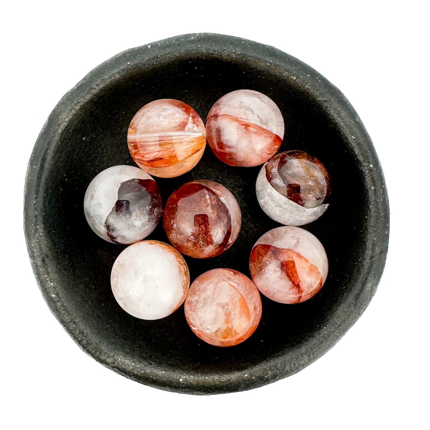 Hematoid in Quartz Dark Orange Smooth Round Bead (3 Size Options) - 1 pc. (P3228)