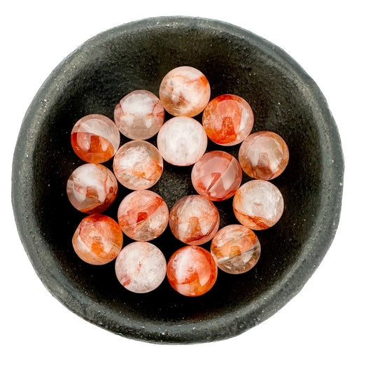 Hematoid in Quartz Dark Orange Smooth Round Bead (3 Size Options) - 1 pc. (P3228)