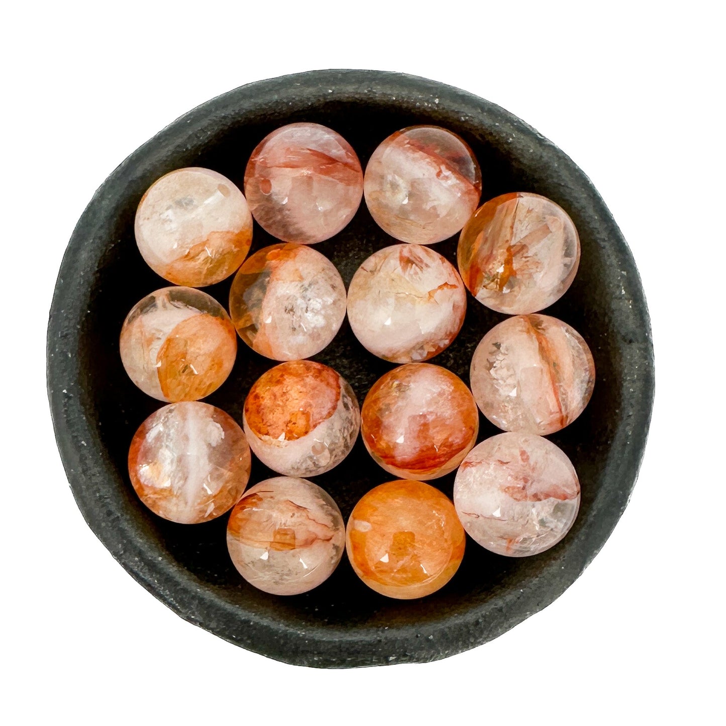 Hematoid in Quartz Orange Smooth Round Bead (3 Size Options) - 1 pc. (P3226)