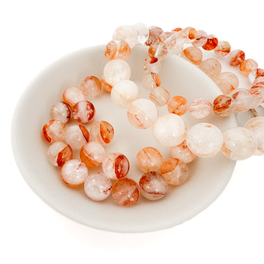 Hematoid in Quartz Orange Smooth Round Bead (3 Size Options) - 1 pc. (P3226)