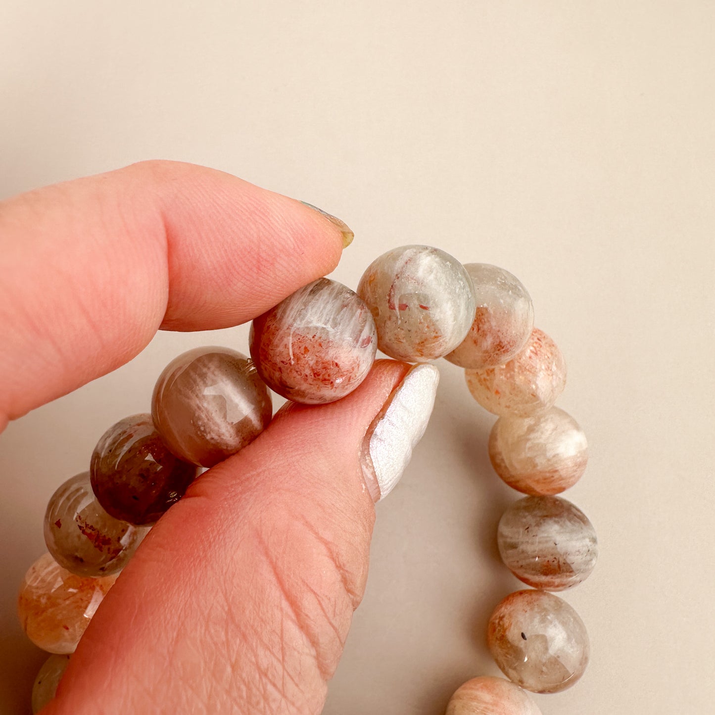 Arusha Sunstone 11mm Smooth Round Bead Stretchy Bracelet - 1 pc. (J211)