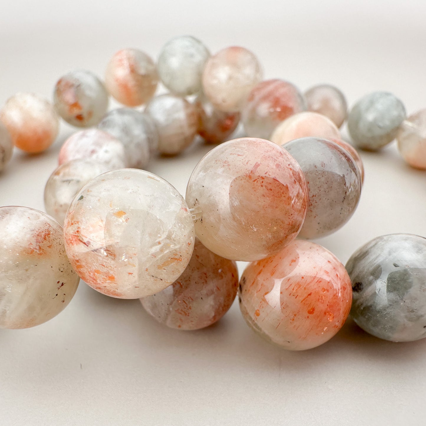 Arusha Sunstone 11mm Smooth Round Bead Stretchy Bracelet - 1 pc. (J211)