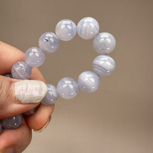 Blue Lace Agate 10mm Smooth Round Bead - 1 pc. (P3152)