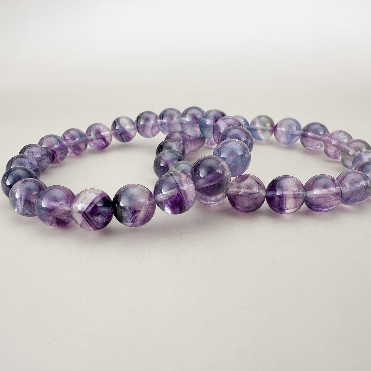 Fluorite 8mm Smooth Round Bead Stretchy Bracelet - 1 pc. (J213)