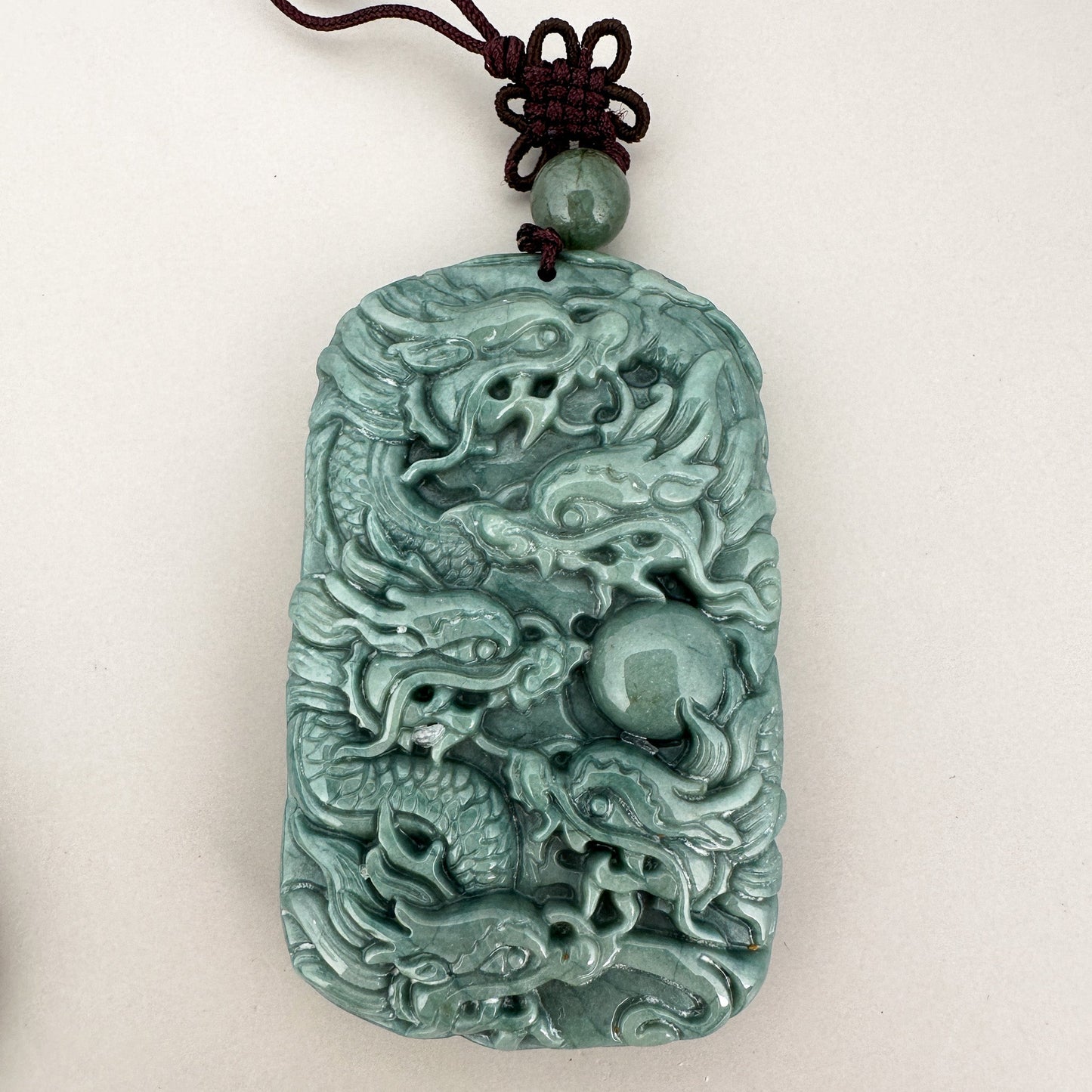 Jade Dragon Large Hand-Carved Charm - 1 pc.(P3205)