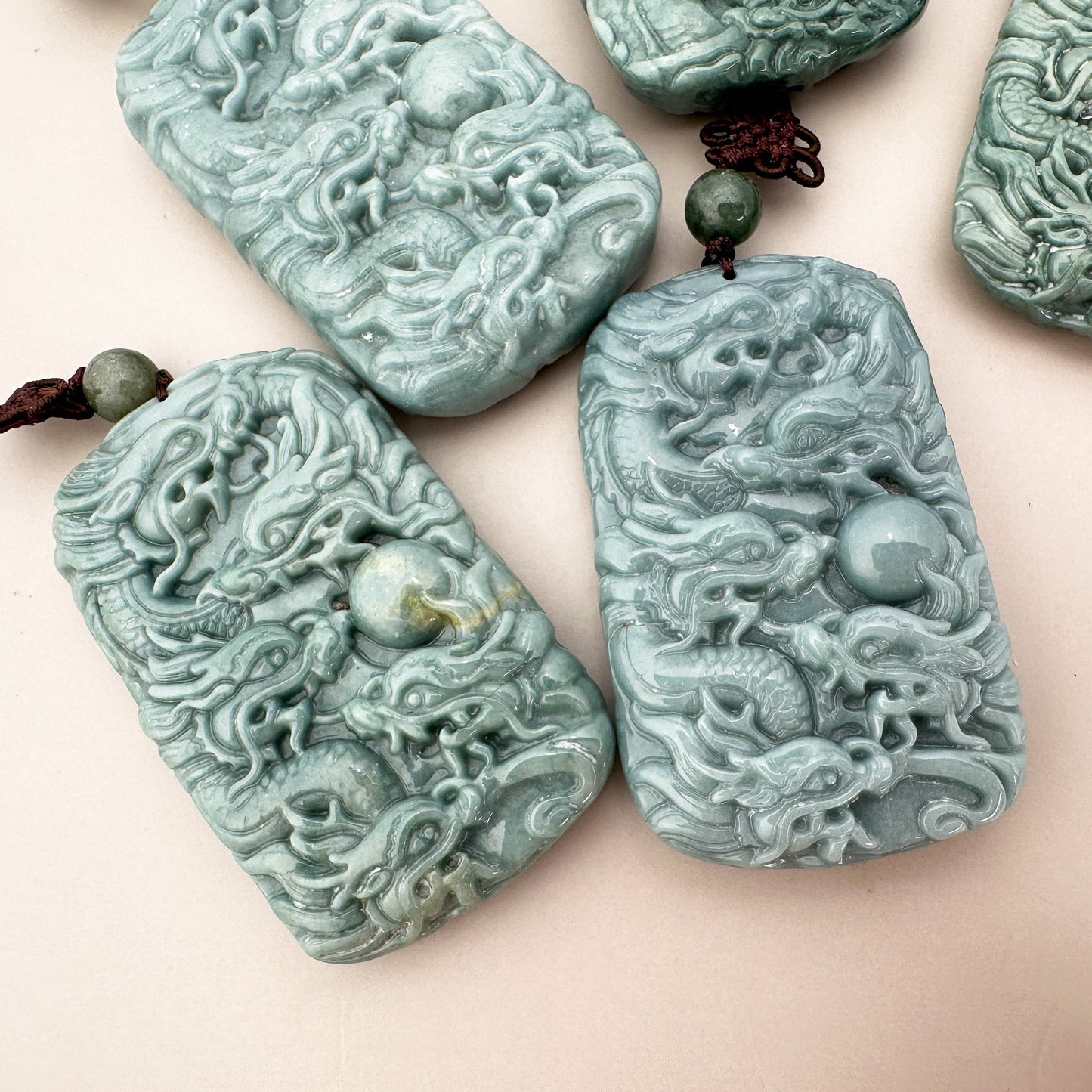 Jade Dragon Large Hand-Carved Charm - 1 pc.(P3205)