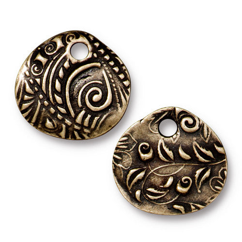 *Jardin Drop Coin (Brass Oxide) - 1 pc.-The Bead Gallery Honolulu