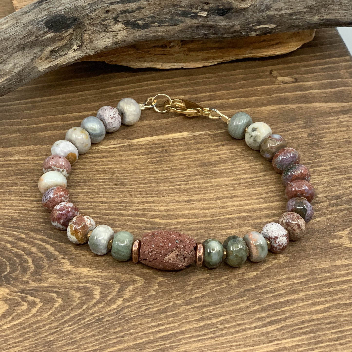 Yang Collection: Jasper & Red Lava Bracelet Kit