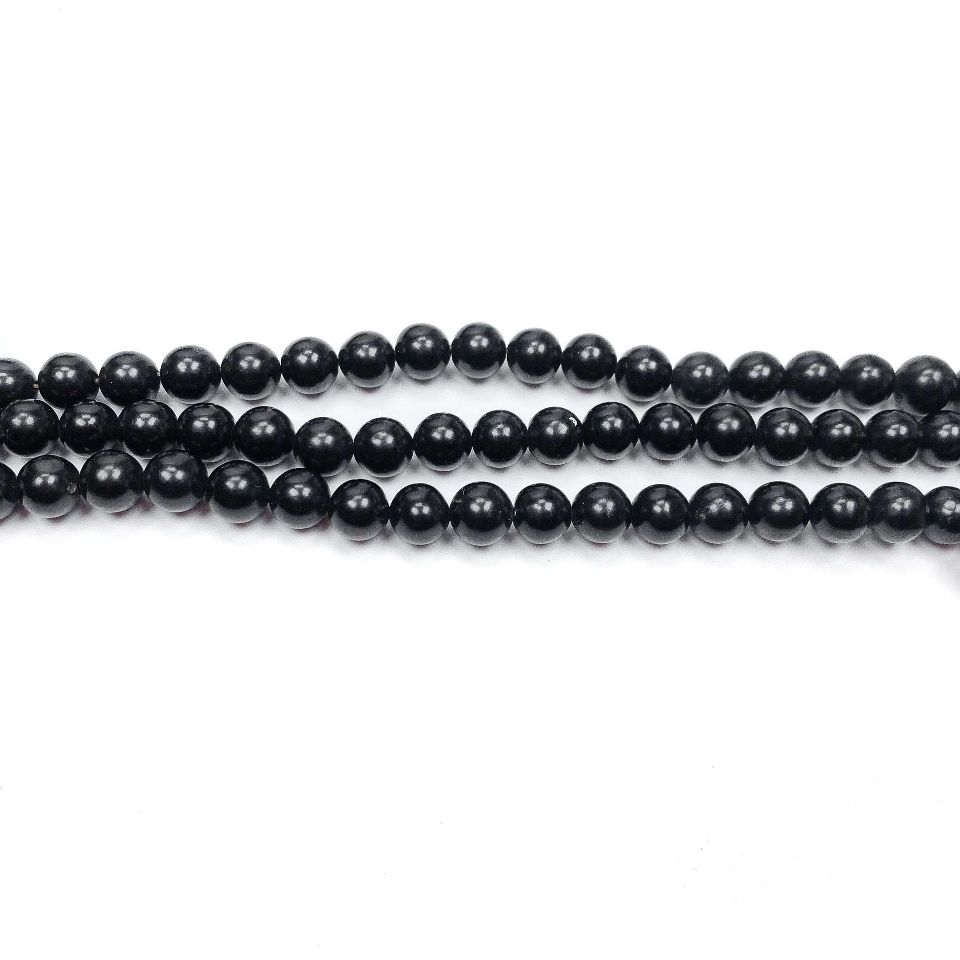 Jet 8mm Smooth Round Bead - 16" Strand