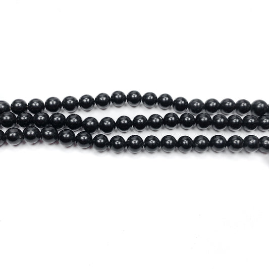 Jet 8mm Smooth Round Bead - 16" Strand