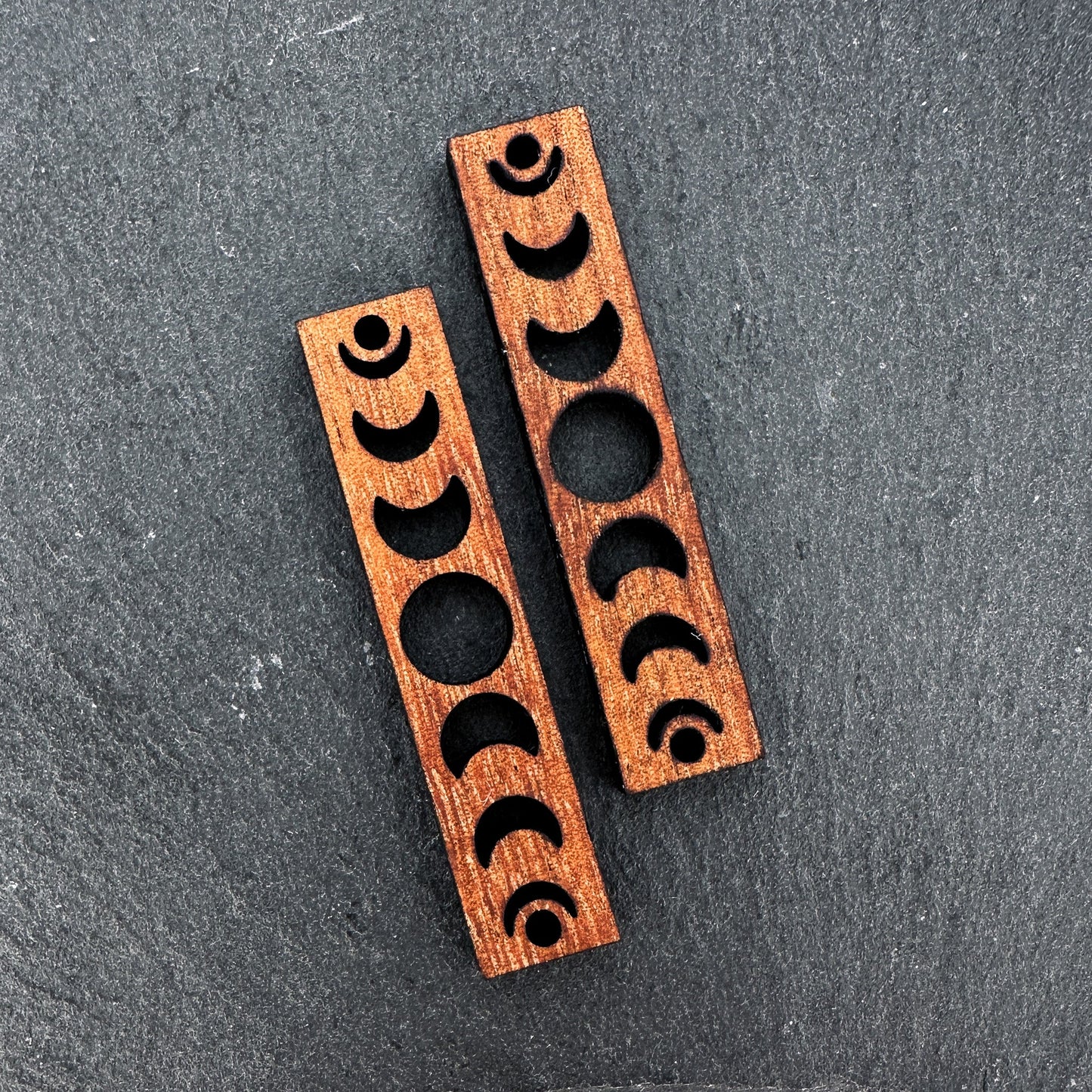 Koa Moon Phases Cutout Rectangular Wood Charm (P3270)