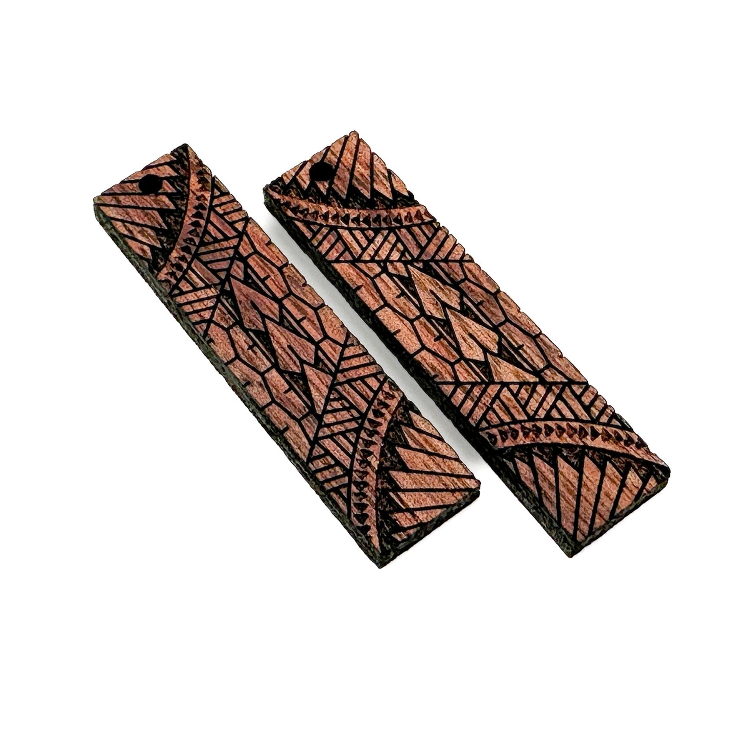 Koa Spear Tip Rectangular Wood Charm (2 Quantity Options)-The Bead Gallery Honolulu