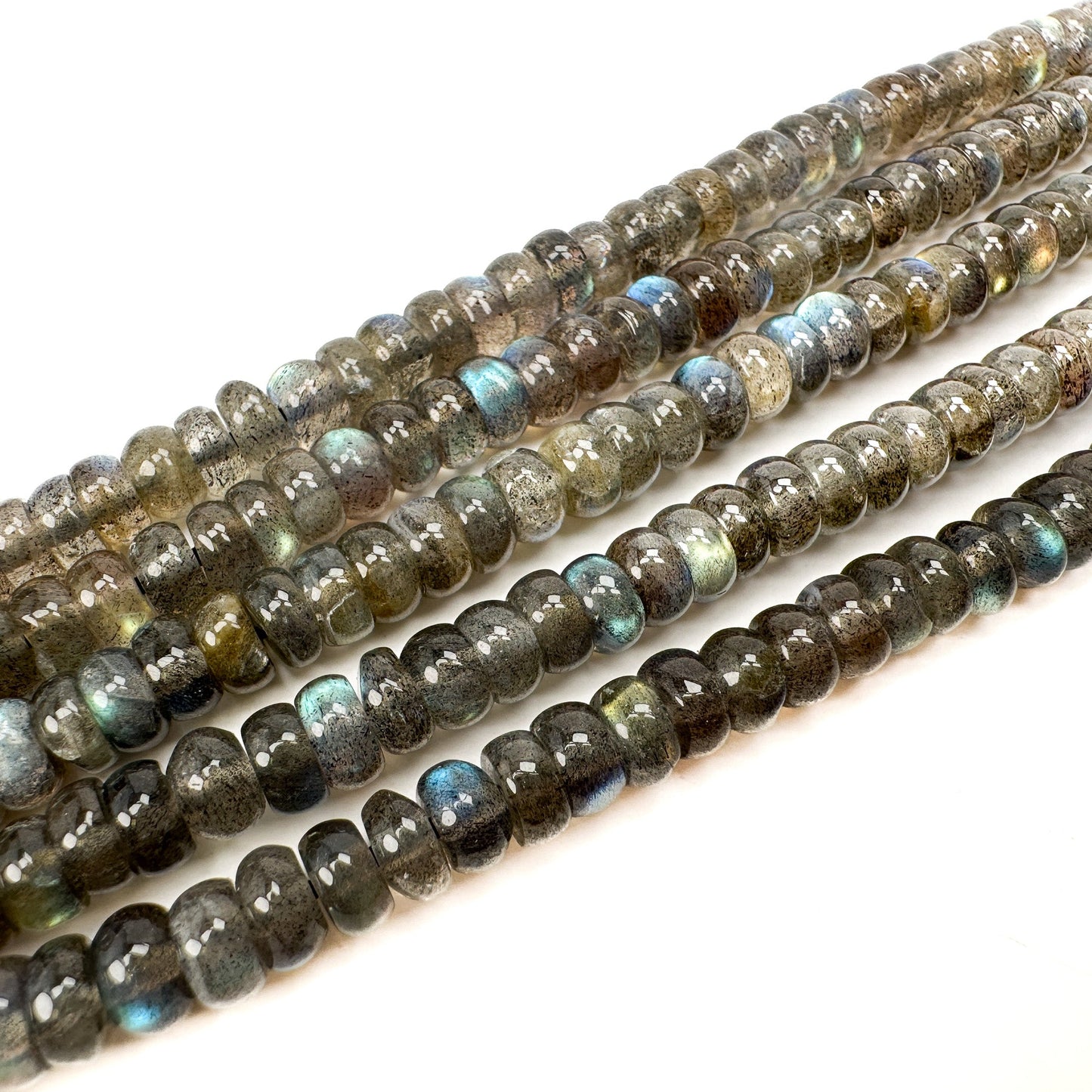 Labradorite 6mm Smooth Rondelle Bead - 8" Strand (GEM2259)