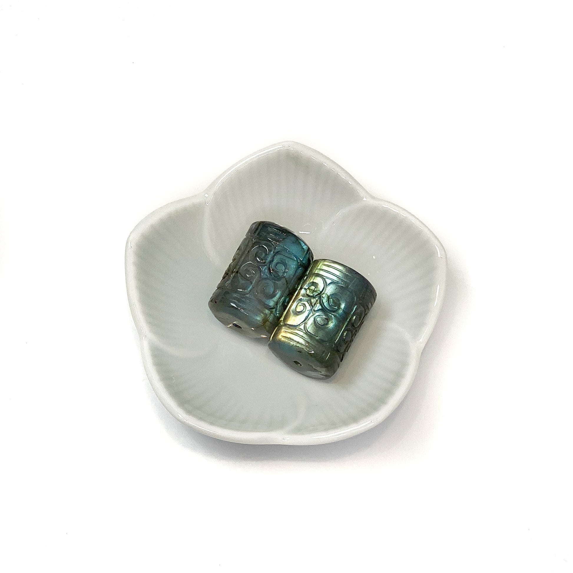 Labradorite Bead - 23mm Cloud Carved Cylinder Focal