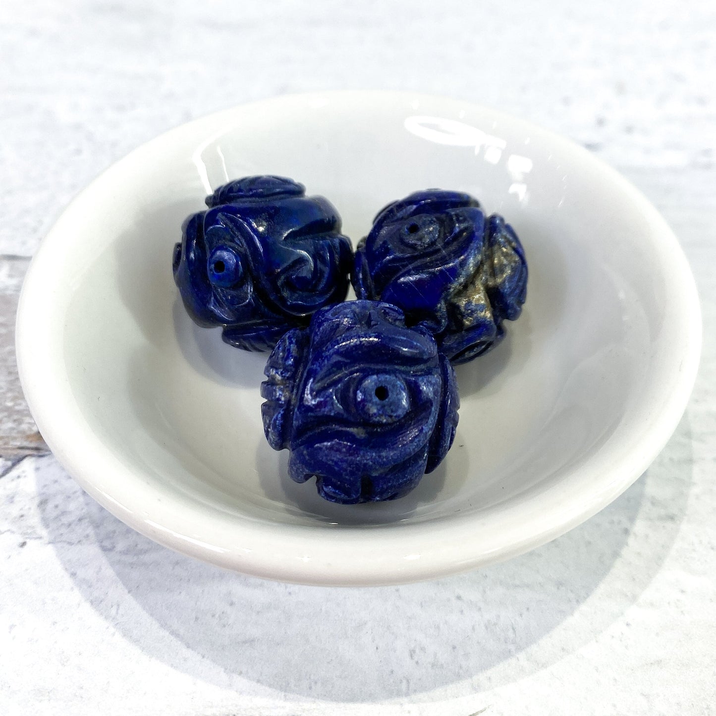 Lapis 20mm Carved Round Bead - 1 pc.