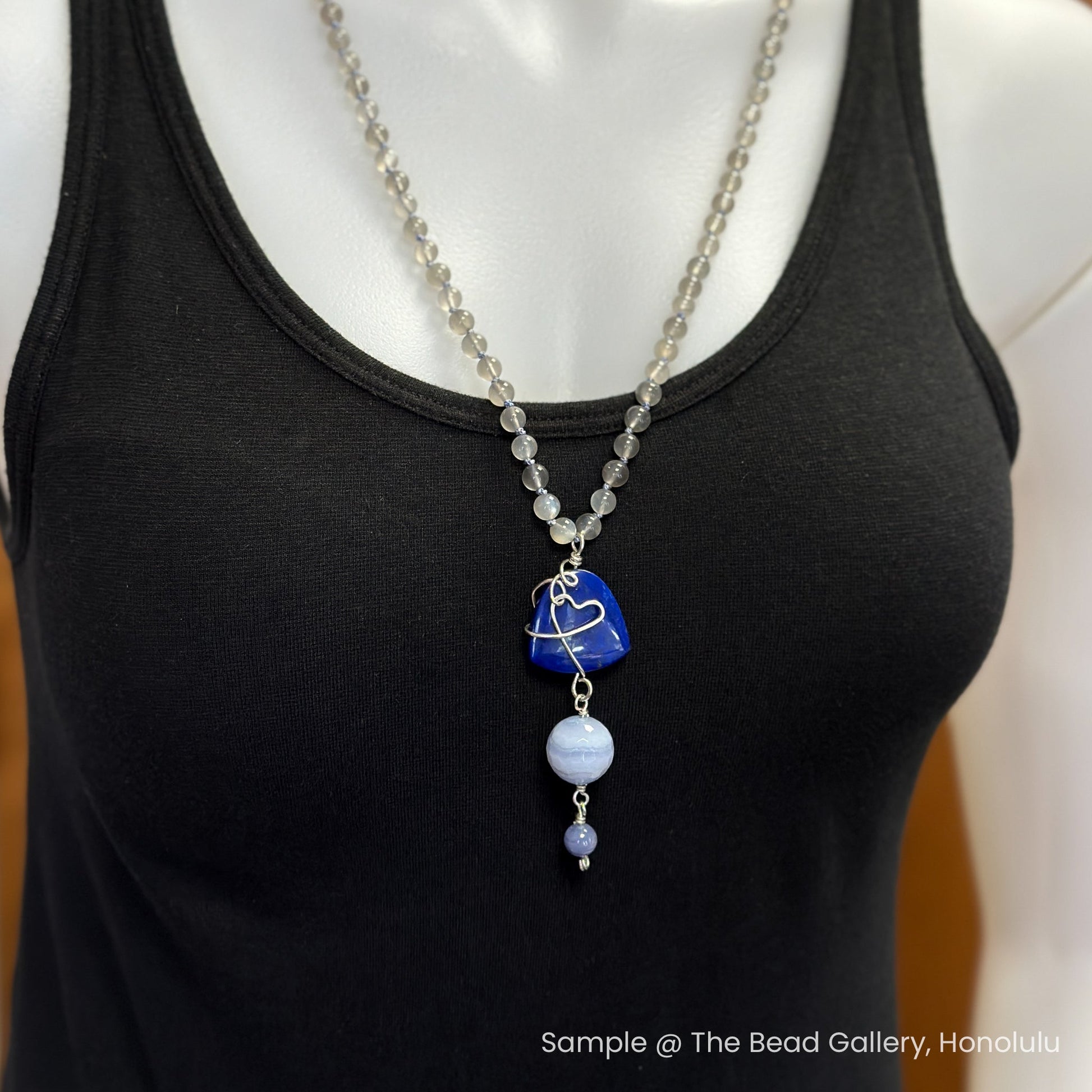 Lapis, Blue Lace Agate, and Tanzanite Mala Bead Mix - 3 pcs. (MIX091)-The Bead Gallery Honolulu